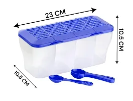 Conquer Multipurpose Plastic 4 In 1 Masala Box for Kitchen, Transparent Pickle Box, 4 Compartment Storage Container Airtight For Cereal, Dry Fruits Dabba1800 Ml with 4 Spoons-thumb1