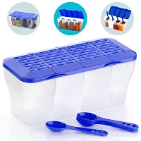 Conquer Multipurpose Plastic 4 In 1 Masala Box for Kitchen, Transparent Pickle Box, 4 Compartment Storage Container Airtight For Cereal, Dry Fruits Dabba1800 Ml with 4 Spoons-thumb4