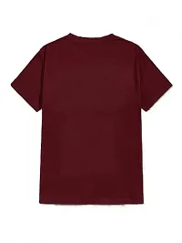 Stylish Maroon Polyester Blend Printed Short Sleeves Round Neck Tees For Men-thumb3