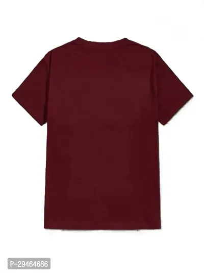 Stylish Maroon Polyester Blend Printed Short Sleeves Round Neck Tees For Men-thumb4