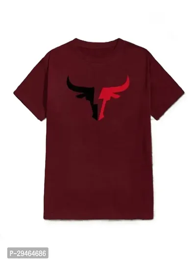 Stylish Maroon Polyester Blend Printed Short Sleeves Round Neck Tees For Men-thumb2