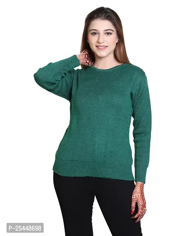 Urban Street Green Round Neck Solid Sweater-thumb0