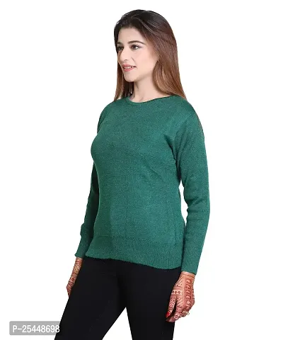 Urban Street Green Round Neck Solid Sweater-thumb2