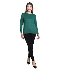 Urban Street Green Round Neck Solid Sweater-thumb2