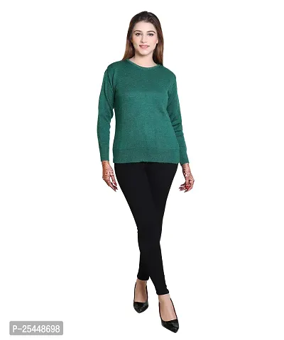 Urban Street Green Round Neck Solid Sweater-thumb3