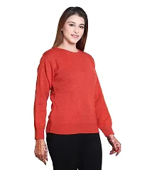 Urban Street Solid Round Neck Orange Sweater-thumb4