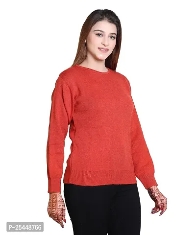 Urban Street Solid Round Neck Orange Sweater-thumb5
