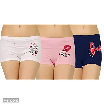 Ladies Boyshorts,Ladies Boyshort Panties,Boyshort Panties for Women (Pack of 3) (90 CM, Multicolor)-thumb0