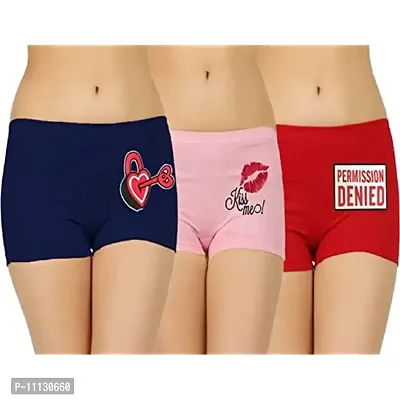 Ladies Boyshorts,Ladies Boyshort Panties,Boyshort Panties for Women,Girls Boyshort Panties (Pack of 3) (95 CM, Multicolor)-thumb0