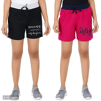 Ladies Shorts | Shorts for Women | Women Shorts Combo | Gym Shorts Women | Bermuda for Women Cotton | Boxers for Women Combo | Boxer Shorts Womens Pack 2 (XXLarge, Black-Navy)