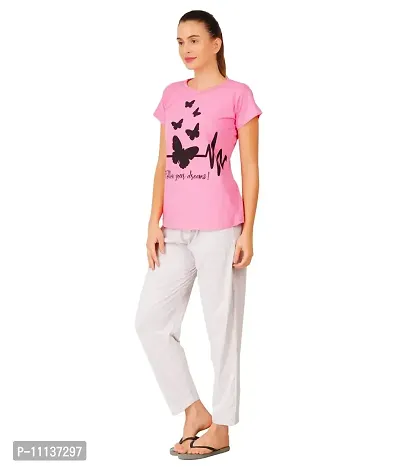 Blacktail Night Dress for Women top and capri's/Sleepwear Set for Women/Women top and Pants-S Pink