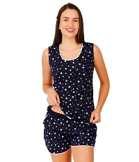 ladies night suits women | night dress women set combo | women night wear cotton (X-Large, BLK-NVY)-thumb2