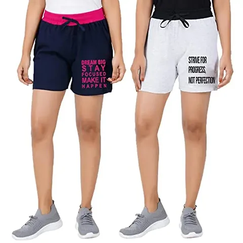 Blacktail Ladies Shorts/Ladies Shorts Combo/Shorts for Women(l) Navy-White