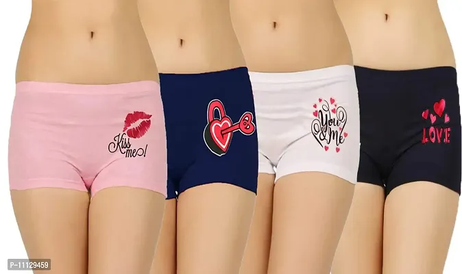 Ladies Boyshorts,Ladies Boyshort Panties,Boyshort Panties for Women (Pack of 4) (85 CM, Multicolor)