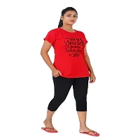 Blacktail Night Dress Women Set | Night wear | Night Suits Women Combo | Cotton Night Suit (X-Large, PNK-RED)-thumb4