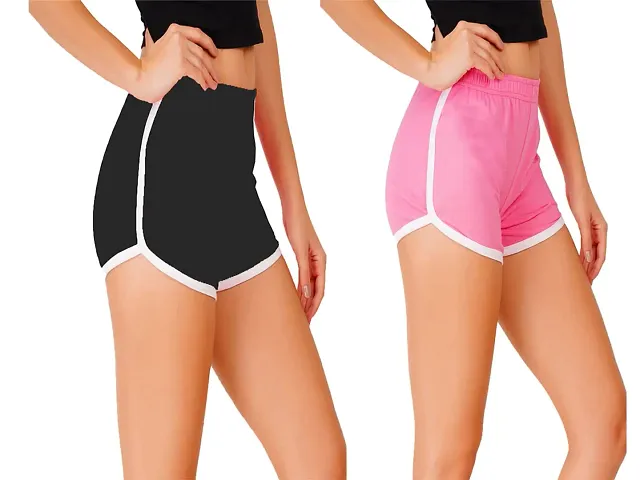 MGrandbear Women's Denim Stretchable Shorts/Yoga Shorts/Sports Shorts Pack  of 3