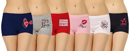 Ladies boyshots,Ladies Boyshorts Panties,Boyshort Panties for Ladies,Boyshorts for Women (Pack of 6) (85 CM, Multicolor)