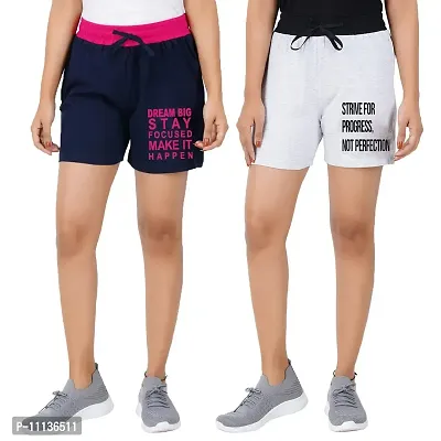 Ladies Shorts | Shorts for Women | Cycling Shorts Women Combo | Gym Shorts Women | Bermuda for Women Cotton | Boxers for Women Combo | Boxer Shorts Womens Pack 2 (XLarge, Blue- White)