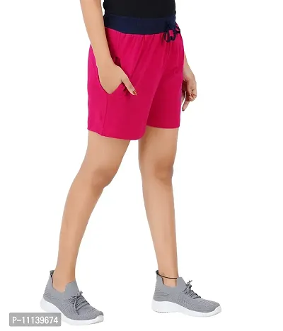 Blacktail Ladies Shorts| Women Shorts| Women Regular Shorts(PO2) (M, Pink-Navy)-thumb3