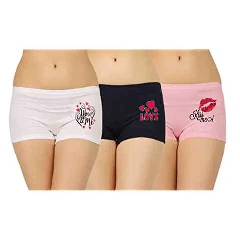 Ladies Boyshorts,Ladies Boyshort Panties,Boyshort Panties for Women (Pack of 3) (80 cm, Multicolor)