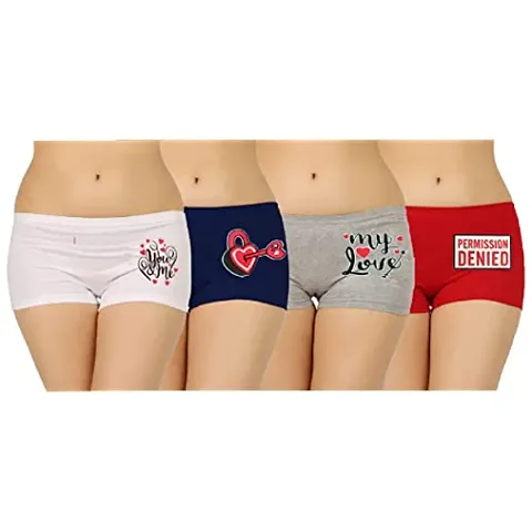 blacktail Ladies Panty,Ladies Panties,Ladies boy Shorts Panties Combo,Ladies Boyshorts,Ladies boy Shorts,Boyshorts Panties for Women(Pack of 4) (80 cm, Multicolor)