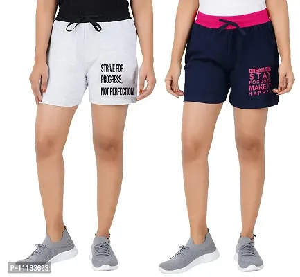 Ladies Shorts | Shorts for Women | Women Shorts Combo | Gym Shorts Women | Bermuda for Women Cotton | Boxers for Women Combo | Boxer Shorts Womens Pack 2 (Large, Black and White)-thumb0