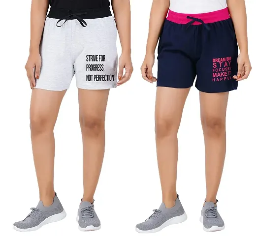 Blacktail Ladies Shorts | Shorts for Women | Women Shorts Combo | Gym Shorts Women | Bermuda for Women Cotton | Boxers for Women Combo | Boxer Shorts Womens Pack 2