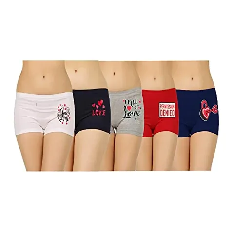 blacktail Ladies Panties,Ladies Panties Combo Pack,Boyshorts Panties for Women Como Pack, boy Shorts underwearfor Women,Boyshorts for Women(Pack of 5) (85 CM, Multicolor)