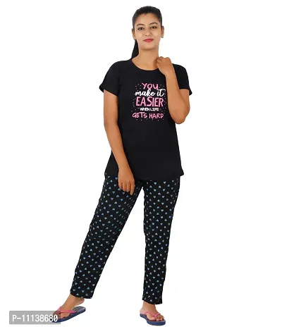 Blacktail Sleepwear Women | Nightwear Set Women | Night Tops Women(Pack1) (XX-Large, Bk)-thumb0