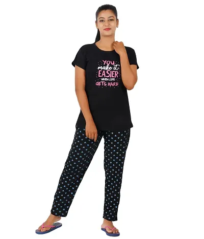 Blacktail Sleepwear Women | Nightwear Set Women | Night Tops Women(Pack1) (XX-Large, Bk)