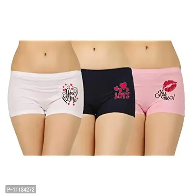 blacktail Cotton Breathable Full Coverage Women's Boy Shorts/Boxer for Girls/Long Panty/Shot for Girl's(Pack of 3) (85 cm)-thumb0