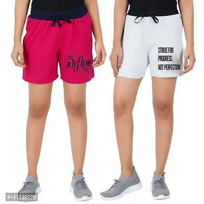 Blacktail Casual Shorts Women | Casual Shorts Women Combo | Regular Shorts for Women | Bermuda for Women | Boxer Shorts Women Pack 2 (XLarge, White &Pink)