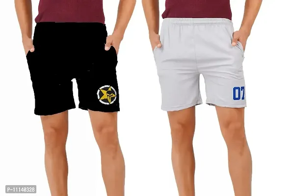 Blacktail Mens Shorts | Gym Shorts for Men Workout | Mens Shorts Combo Pack (L, Bk-Grey)