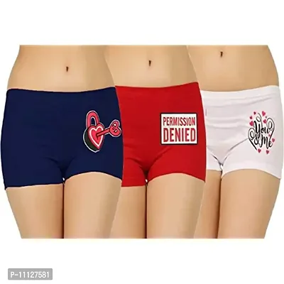 Ladies Boyshorts,Ladies Boyshort Panties,Boyshort Panties for Women (Pack of 3) (90 CM, Multicolor)