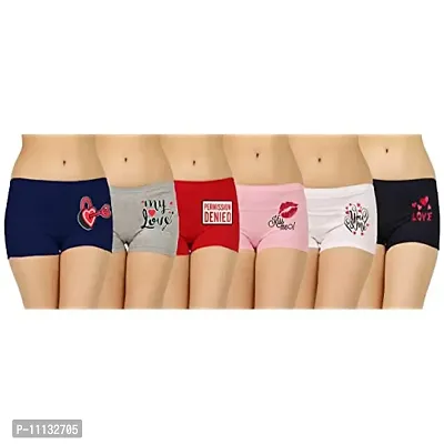 GIRLS COTTON BOYSHORTS Panty - 100% Cotton - Pack (6 colors), L