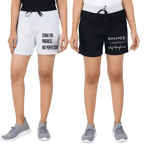 Blacktail Ladies Shorts | Shorts for Women | Cycling Shorts Women Combo | Gym Shorts Women | Bermuda for Women Cotton | Boxers for Women Combo | Boxer Shorts Womens Pack 2