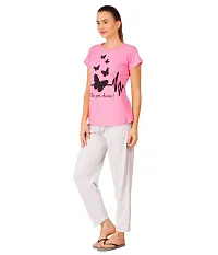 Blacktail Women Tshirts and Pants/Ladies Nightwear Set/Nightwear top and Pant Set-Pack1(XL) Pink-thumb1