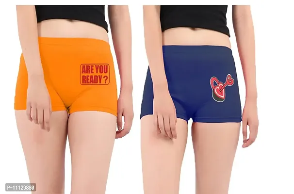 blacktail Briefs for Women Sexy, Women's Boy Shorts/Boxer for Girls/Long Panty/Shot for Girl's(Pack of 3) Color or Print May Vary (90 CM, Multicolor)