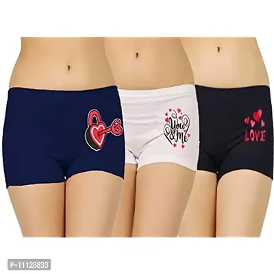 blacktail Briefs for Women Sexy, Women's Boy Shorts/Boxer for Girls/Long Panty/Shot for Girl's(Pack of 3) Color or Print May Vary (85 CM, Multicolor)