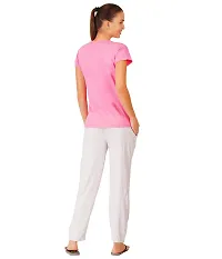 Blacktail Women Tshirts and Pants/Ladies Nightwear Set/Nightwear top and Pant Set-Pack1(XL) Pink-thumb2