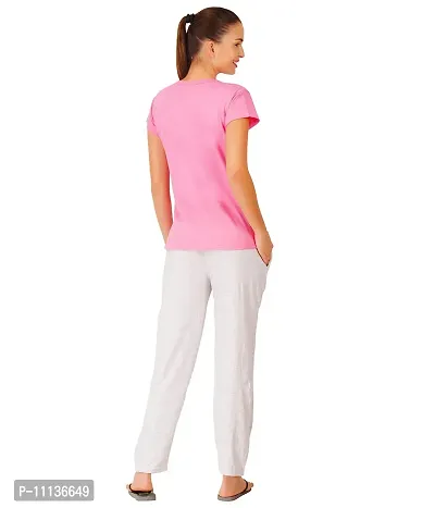 Blacktail Women Tshirts and Pants/Ladies Nightwear Set/Nightwear top and Pant Set-Pack1(XL) Pink-thumb3