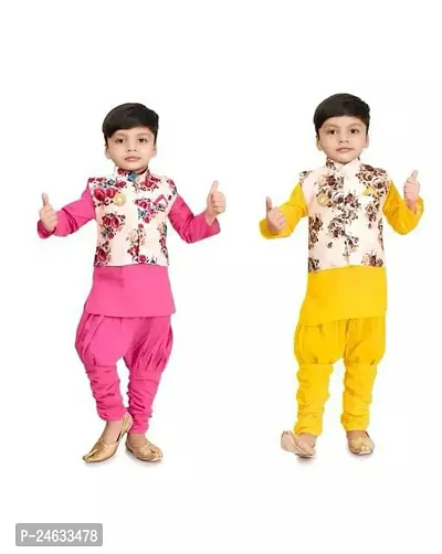 Stylish Cotton Multicoloured Kurta Sets For Kids