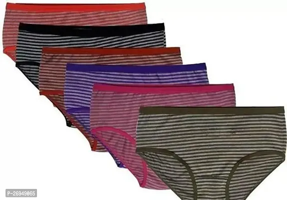 Stylish Multicoloured Cotton Solid Briefs For Women Pack Of 6