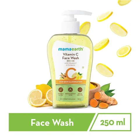 Mamaearth Vitamin C Face Wash for Women  Men 250ml- Toxin-Free  Oil-Free Face Wash for Acne-Prone, Dry  Oily Skin - Illuminates Skin