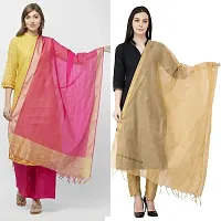 Trendlook Solid Cotton Silk Dupatta  Pack of 2-thumb1