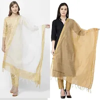 Trendlook Solid Cotton Silk Dupatta  Pack of 2-thumb1