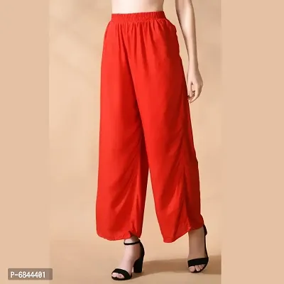 Stylish Casual Polyester Red Palazzo For Women-thumb4