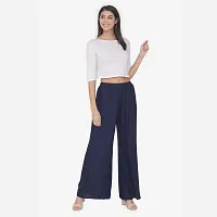 Stylish Casual Polyester Navy Blue Palazzo For Women-thumb1