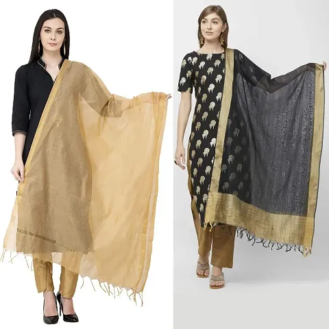 Stylish Silk Self Design Banarasi Dupatta For Women- Pack of 2