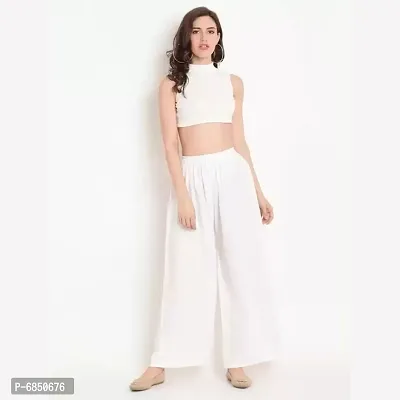 Solid White Wide Leg Womens Casual Wear Palazzo-thumb0
